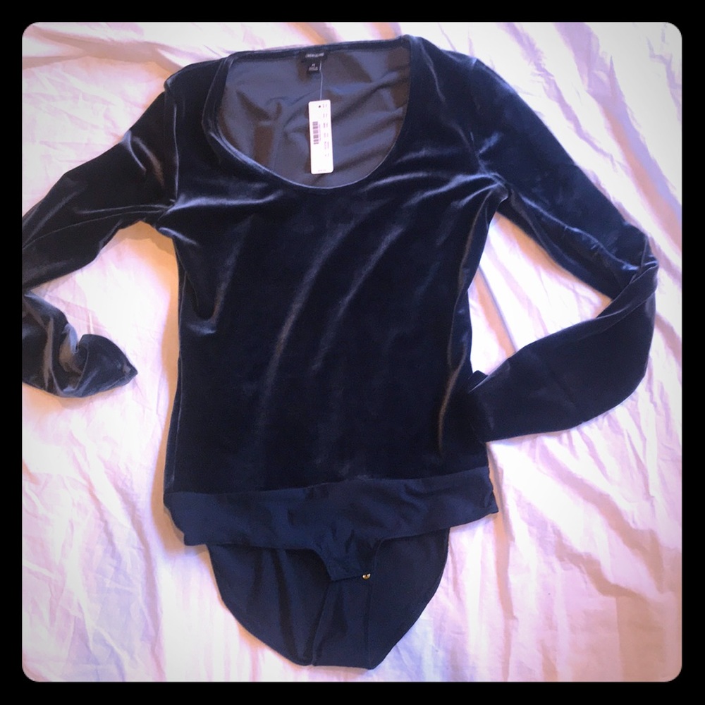 J. Crew blue velvet bodysuit BNWT